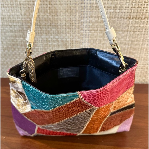 🌟2xHP🌟VTG 1980s Snake & Lizard Skin Patchwork Color Block Shoulder/Crossbody Bag - Picture 9 of 14